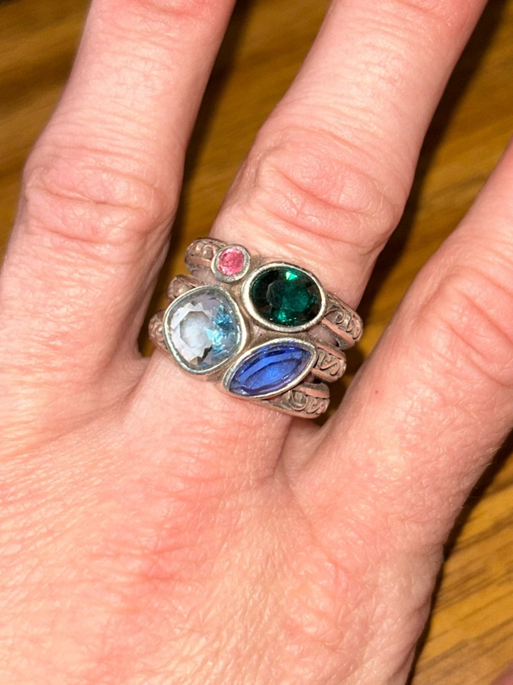 Brighton Elora Gems Vitrail Silver Plated Multicolor Ring Jewelry Sz 9 - Picture 2 of 6
